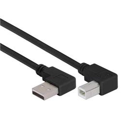 直角型USB线缆，左出线A型公头/左出线B型公头，黑，0.5米的图片