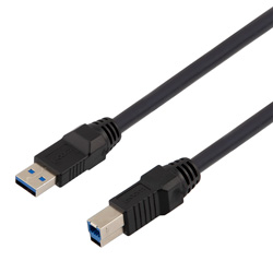 高柔性拖链级USB3.0线缆组件，A型公头/-B型公头， 28/26/22AWG，UL20276, VW-1阻燃等级PVC护套，黑色，0.5米的图片