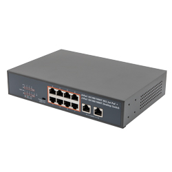 10端口千兆PoE以太网交换机，2个RJ45 10/100 / 1000TX，8个RJ45 10/100 / 1000TX，PoE + 802.3at / af 120W，台式机，机架或壁挂式的图片