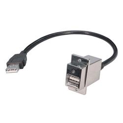 USB A型耦合器线缆，穿壁式A母头/自锁型A公头，120英寸（3米）的图片