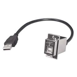 USB B型耦合器线缆，穿壁式B母头/自锁型A公头，12英寸（0.3米）的图片