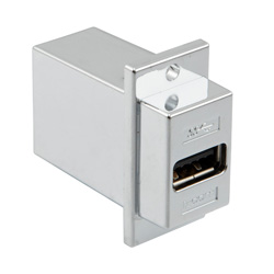 ECF法兰面板安装式USB3.0高保持力转接头/耦合器，A型母头至A型母头，镀铬屏蔽ABS，银的图片