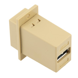 USB3.0转接头/耦合器，ECF法兰式接线板安装，A型母头/A型母头，ABS外壳，乳白色的图片