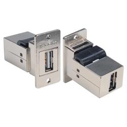 法兰式面板安装USB 2.0耦合器，屏蔽,A型母头/A型母头的图片