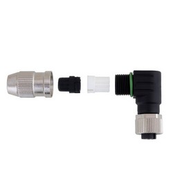 直角型M12 4针A编码现场端接母头连接器，20~23AWG的图片