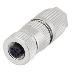屏蔽M12 4针A编码现场端接母头连接器，22~26AWG的图片