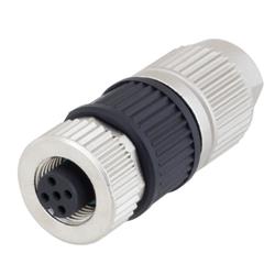 M12 5针A编码现场端接母头连接器，20~22AWG的图片