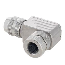 Shielded M12 8 Pin A-Code Female Right Angle Field Termination Connector, 24-20AWG的图片