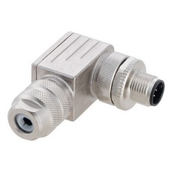 Shielded M12 8 Pin A-Code Male Right Angle Field Termination Connector, 24-20AWG的图片