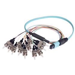 12芯光纤带，MPO公头/12条ST扇出，OM4 100G 50/125多模，低烟无卤护套，天蓝，10米的图片