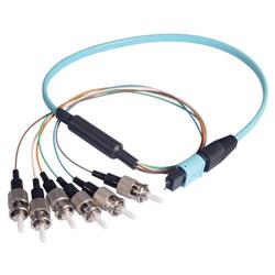 6芯光纤带，MPO公头/6条ST扇出，OM3 10G 50/125多模，OFNR护套，天蓝，10米的图片
