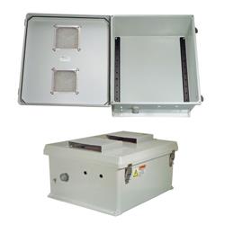 防风雨NEMA 3R通风外壳，18.0in/45.7cm x 16.0in/40.4cm x 8.0in/20.3cm，带DIN安装导轨的图片