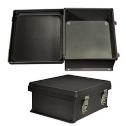 12×10×5英寸（30.5×25.4×12.7厘米）UL®认证工业级防风雨NEMA接线盒，黑色，带空白铝制安装板的图片
