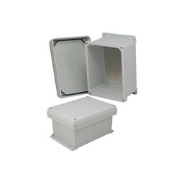 8×6×4英寸（20.3×15.2×10.2厘米）UL®认证NEMA-4X级防风雨接线盒，带铝制安装板和角部固定螺丝的图片