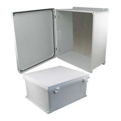 18×16×8英寸（45.7×40.6×20.3厘米）UL®认证NEMA-4X级防风雨接线盒，带铝制安装板和非金属合页连接结构的图片