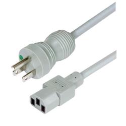 医疗级电源线，灰，SJT3-18AWG，N5/15-EN60320C13，UL/CSA，10英尺（3.0米）的图片