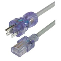 医疗级电源线，紫色透明，SJT3-18AWG，N5/15-EN60320C13，UL/CSA，10英尺（3.0米）的图片