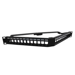 1.75"x19" (1U) 24 Port Keystone Slots V-Panel with Cable Manager的图片
