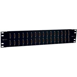 3.5×19英寸（8.9×48.3厘米）高DMI配线架，带32个HDMI母头/母头耦合器的图片