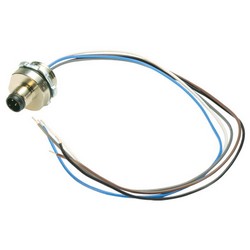 M12 4针A编码公头插座，IP69K级，后端安装式，带0.3米导线的图片