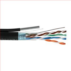 Category 5e Shielded PE Outdoor Aerial Messenger Fig8 24 AWG 4-Pair Solid, 1,000ft, Black的图片