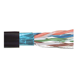 超5类, PVC,带有箔屏蔽, 4对绞合,26AWG,1,000 ft/305m 线轴包装包装,黑色的图片