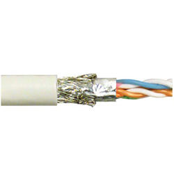 超 5 类,PVC,带有编织型箔屏蔽, 4 对实心,24 AWG, 1,000 ft/305m 线轴包装包装, 灰色的图片