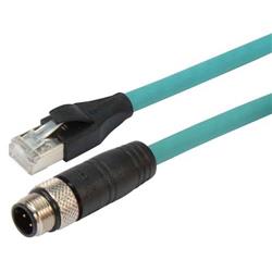超5类M12 4针D编码SF/UTP工业级线缆，M12公头/RJ45，1米的图片