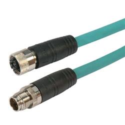 超6类M12 8针X编码SF/UTP工业级线缆，M12公头/M12母头，3米的图片