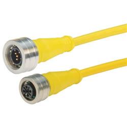 Brad® Ultra-Lock® M12线缆，5针，A编码，IP69K级，公头/母头，22AWG，PVC，黄，1米的图片