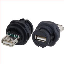 防水USB A型插座，面板安装式，母头/母头的图片