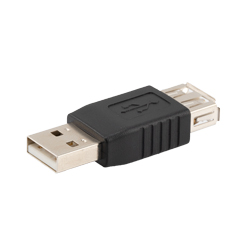 USB 2.0插座保护适配器适配器，屏蔽，A型公插头到A型母插孔，直列式，黑色的图片