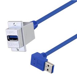 USB 3.0 A型ECF耦合器线缆，A型母头/90度下出线A型公头，12英寸（30.5厘米）的图片