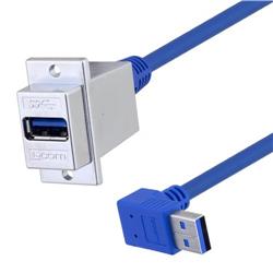 USB 3.0 A型耦合器线缆，面板安装式母头/公头90度上出线，36英寸（91.4厘米）的图片