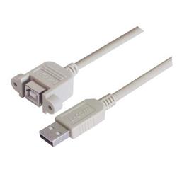 USB B型耦合器线缆，穿壁式母头/A型公头，1米的图片