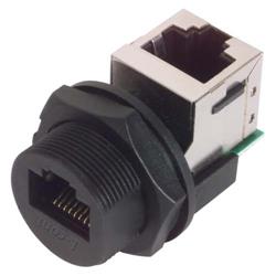 IP67面板安装RJ45耦合器，90度直角直通型，屏蔽式的图片