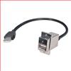 USB A型耦合器线缆，穿壁式A母头/自锁型A公头，12英寸（0.3米）的图片