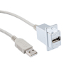 USB 2.0 特优型线缆组件, A 型母头面板安装耦合器 / A 型公头, 12in/ 0.3m, 浅灰色的图片