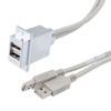 USB 2.0双层堆栈式耦合器线缆，ECF法兰面板安装型，2个A型母头至2个A型公头，镀铬屏蔽ABS外壳，1米的图片