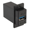 USB3.0转接头/耦合器，ECF法兰式接线板安装，A型母头/A型母头，ABS外壳，黑色的图片