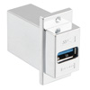 USB3.0转接头/耦合器，ECF法兰式接线板安装，A型母头/A型母头，镀铬屏蔽层ABS外壳，银色的图片