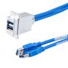 USB 3.0双层堆栈式耦合器线缆，ECF法兰面板安装型，2个A型母头至2个A型公头，镀铬屏蔽ABS外壳，1米的图片