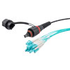 IP68 ODVA 兼容 MPO UPC 母头到 LC UPC 扇出，12 光纤，OM3 5mm LSZH 户外级，3M 光缆组件的图片