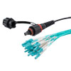 IP68 ODVA 兼容 MPO UPC 母头到 LC UPC 扇出，24 根光纤，OM3 5mm LSZH 户外级，1m 光缆组件的图片