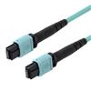 MPO w/o pins to MPO w/o pins, 24 Fiber Round, OM3 10G 50/125 Multimode, LSZH Jacket, Aqua, 1.0m的图片