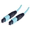 MPO w/ pins to MPO w/ pins, 12 Fiber Ribbon, OM4 100G 50/125 Multimode, LSZH Jacket, Aqua, 1.0m的图片