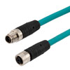 超6类10G级IP67防护等级8针X编码SF/UTP双屏蔽工业户外级高柔性M12线缆，M12公头/M12母头，CMX阻燃等级TPE护套，青，0.5米的图片