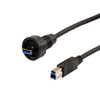 防水型USB3.0线缆组件，IP67 A型公头/标准B型公头，30/24AWG，PVC黑色护套，0.5米的图片