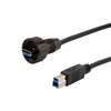 防水型USB3.0线缆组件，IP67 A型公头/标准B型公头，30/24AWG，PVC黑色护套，1米的图片