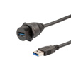 防水型USB3.0线缆组件，IP67面板安装A型母头/标准A型公头，30/24AWG，PVC黑色护套，0.5米的图片